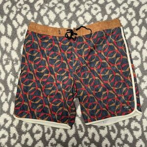 O'Neill Red and Blue Geometric Board Shorts